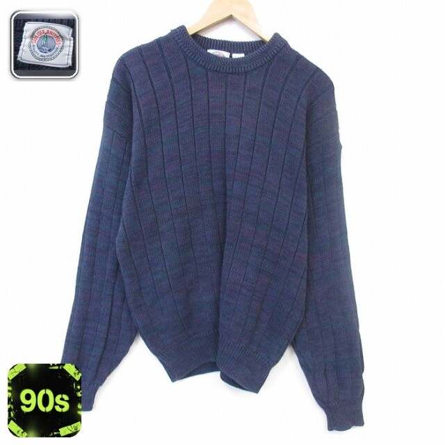 90s 長袖セーター 霜降り ネイビー メンズXL相当 | 古着