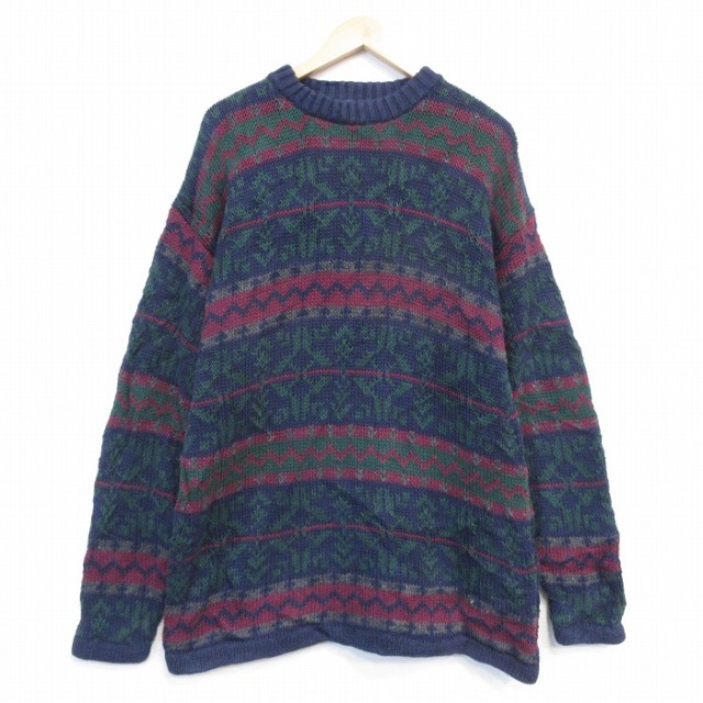 XL★古着 アバクロンビー&フィッチ 長袖 セーター メンズ 00年代 00s クルーネック ネイビー【spe】 26sep24