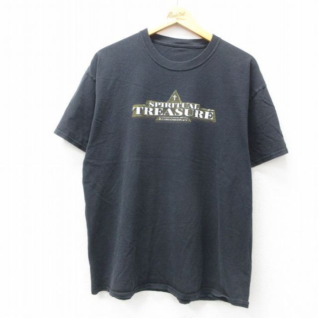 L★古着 半袖 Tシャツ メンズ スピリチュアル トレジャー クルーネック 黒 ブラック 25apr25 中古