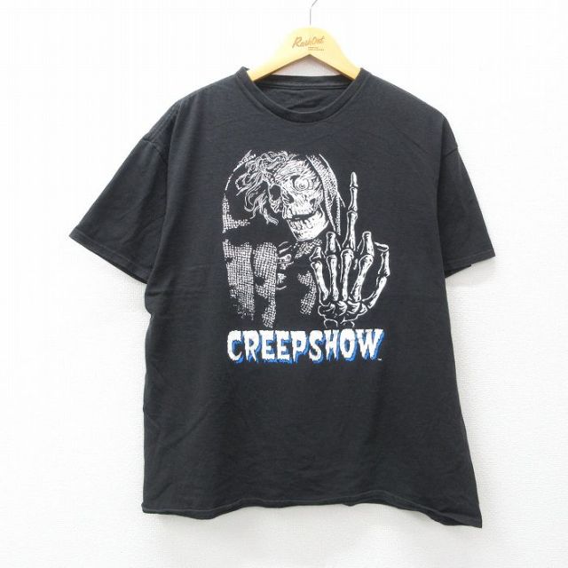 L★古着 半袖 Tシャツ メンズ 映画 クリープショー コットン クルーネック 黒 ブラック 25apr25 中古