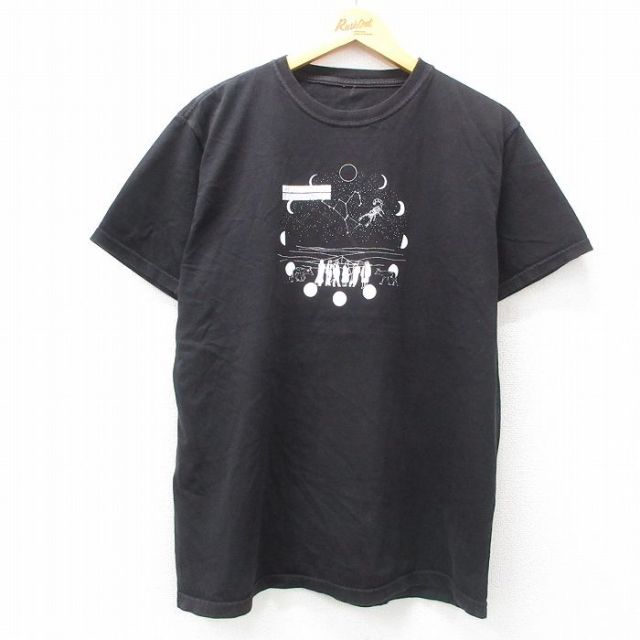 L★古着 半袖 Tシャツ メンズ 星座 月 クルーネック 黒 ブラック 25apr25 中古