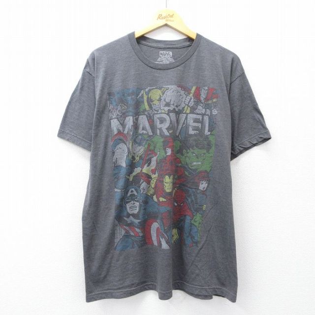 マーベル 半袖Tシャツ アイアンマンスパイダーマン グレー XL | 古着