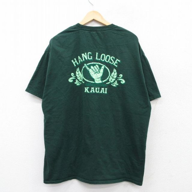 ヘインズ 半袖Tシャツ ハンドサインカウイ グリーン XL | 古着