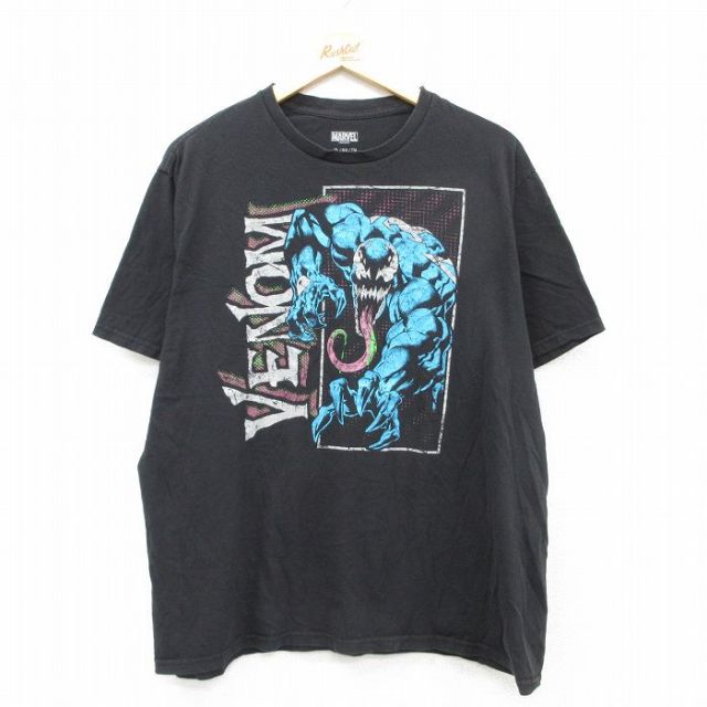 【20%OFF】XL★古着 半袖 Tシャツ メンズ マーベル ヴェノム コットン クルーネック 黒 ブラック 【spe】 25aug23 中古