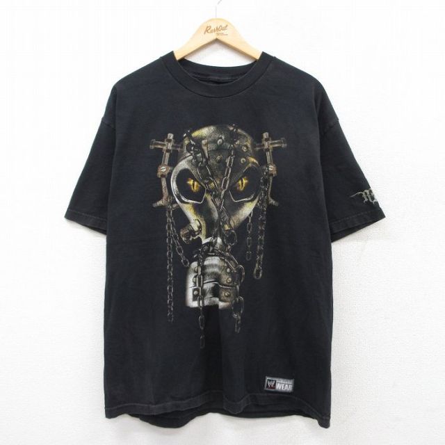 XL★古着 半袖 Tシャツ メンズ ランディオートン クルーネック 黒 ブラック 25aug25 中古