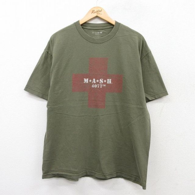 XL★古着 半袖 Tシャツ メンズ MASH クルーネック 緑 グリーン 25aug26 中古