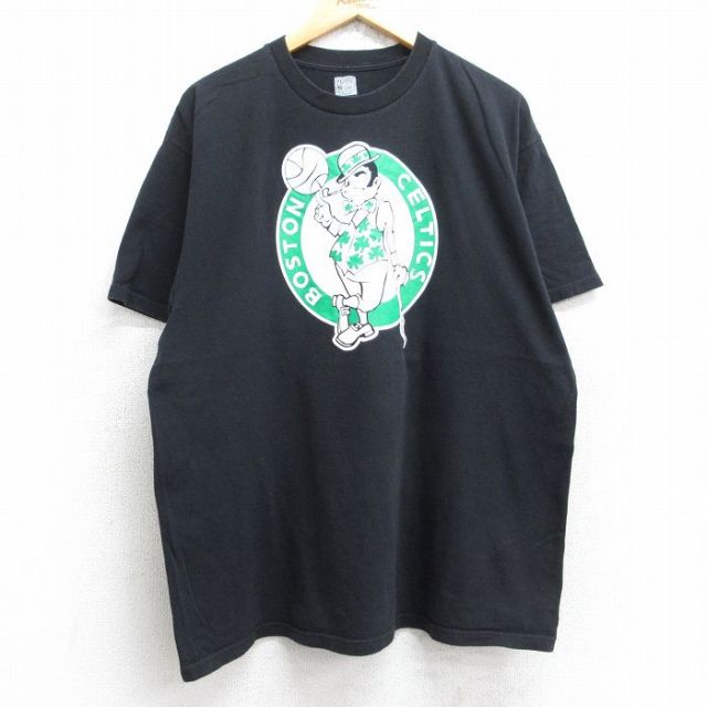 XL★古着 半袖 Tシャツ メンズ NBA ボストンセルティックス ラリーバード 33 コットン クルーネック 黒 ブラック バスケットボール 25aug28 中古