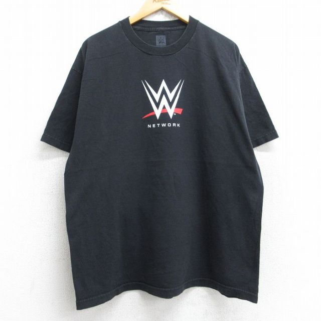 XL★古着 半袖 Tシャツ メンズ ワールドプロレスリング コットン クルーネック 黒 ブラック 25aug28 中古