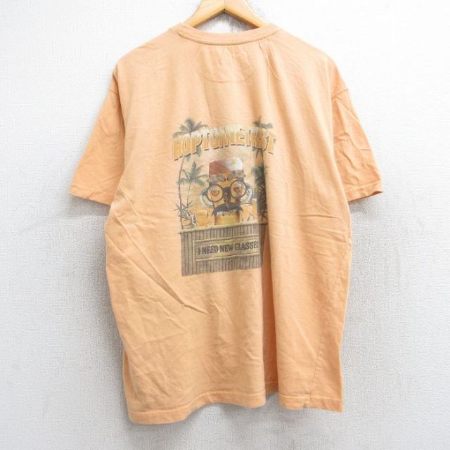 XL★古着 半袖 Tシャツ メンズ ビール HOPTOMETRIST コットン クルーネック 薄オレンジ 25aug28 中古