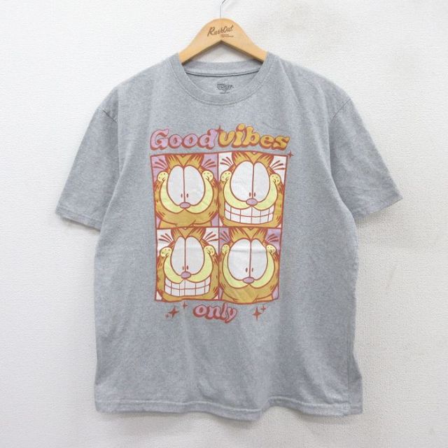XL★古着 半袖 Tシャツ メンズ ニコロデオン ガーフィールド クルーネック グレー 霜降り 25aug30 中古