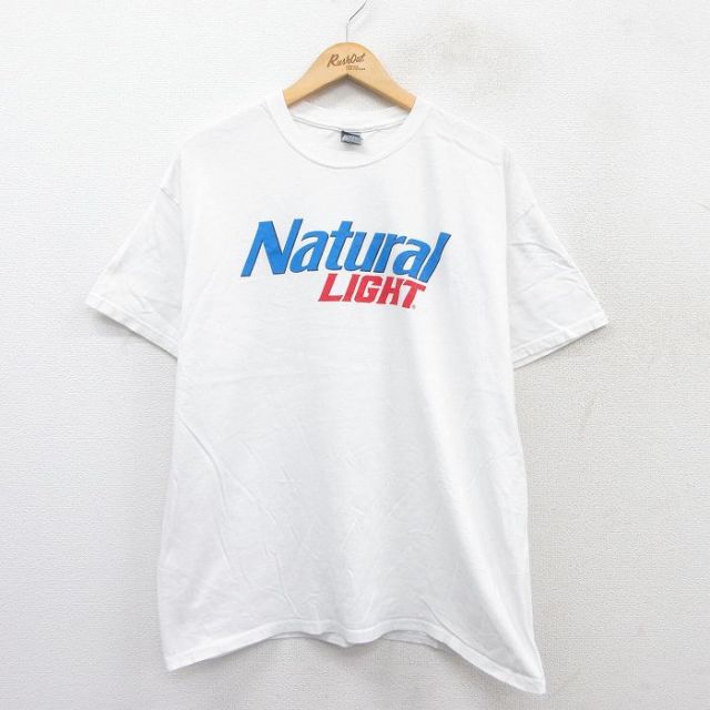 XL★古着 半袖 Tシャツ メンズ ナチュラルライト コットン クルーネック 白 ホワイト 25aug30 中古