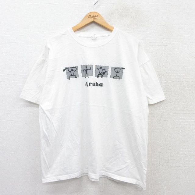 【50%OFF】XL★古着 半袖 Tシャツ メンズ アルバ 大きいサイズ コットン クルーネック 白 ホワイト 25aug30 中古