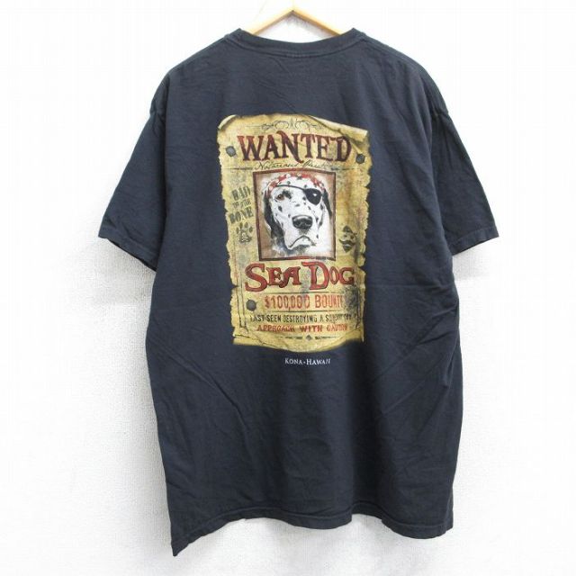 XL★古着 半袖 Tシャツ メンズ 犬 ダルメシアン コットン クルーネック 黒 ブラック 25aug30 中古