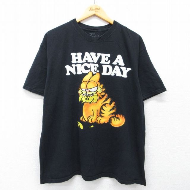 ガーフィールド 半袖Tシャツ ブラック XL | 古着