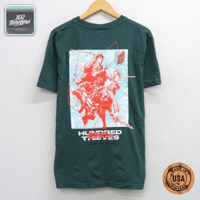 【20%OFF】00s 半袖Tシャツ 進撃の巨人 グリーン L | 古着