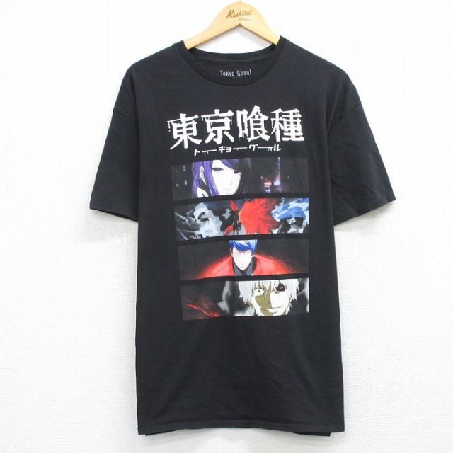 XL★古着 半袖 Tシャツ メンズ アニメ 東京喰種 コットン クルーネック 黒 26mar19