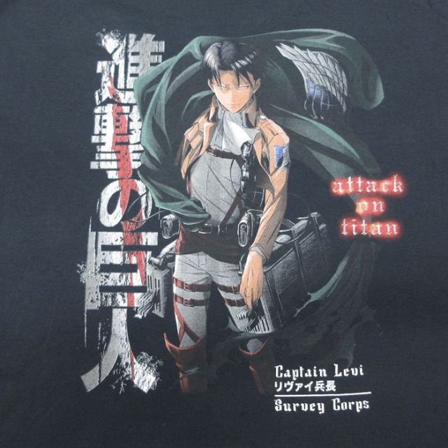 古着通販 XL☆古着 半袖 Tシャツ メンズ アニメ 進撃の巨人 リヴァイ