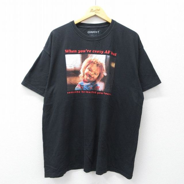 チャッキー 半袖Tシャツ ブラック メンズXL相当 | 古着