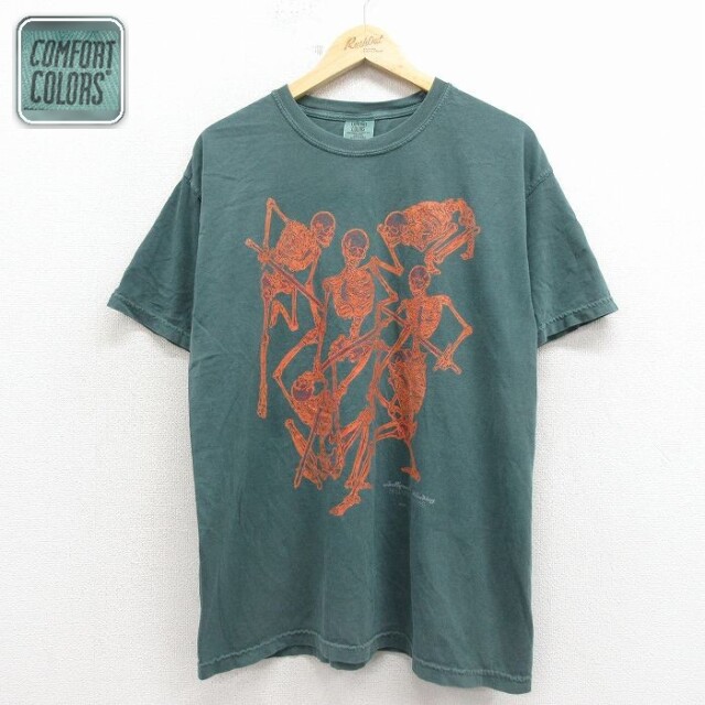 古着通販 XL☆古着 半袖 Tシャツ メンズ スケルトン コットン クルー