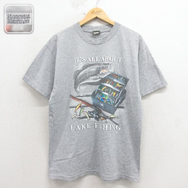 【20%OFF】半袖Tシャツ 魚 グレー メンズL相当 | 古着