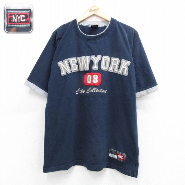 【20%OFF】半袖Tシャツ ニューヨーク刺繍 ネイビー メンズXL相当 | 古着