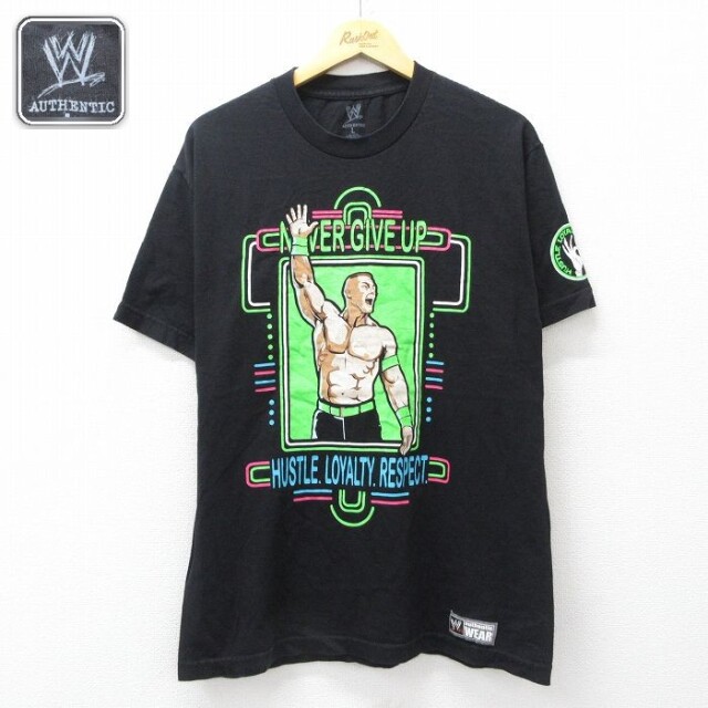 【20%OFF】ワールドプロレスリング 半袖Tシャツ ジョンシナ ブラック メンズL相当 | 古着