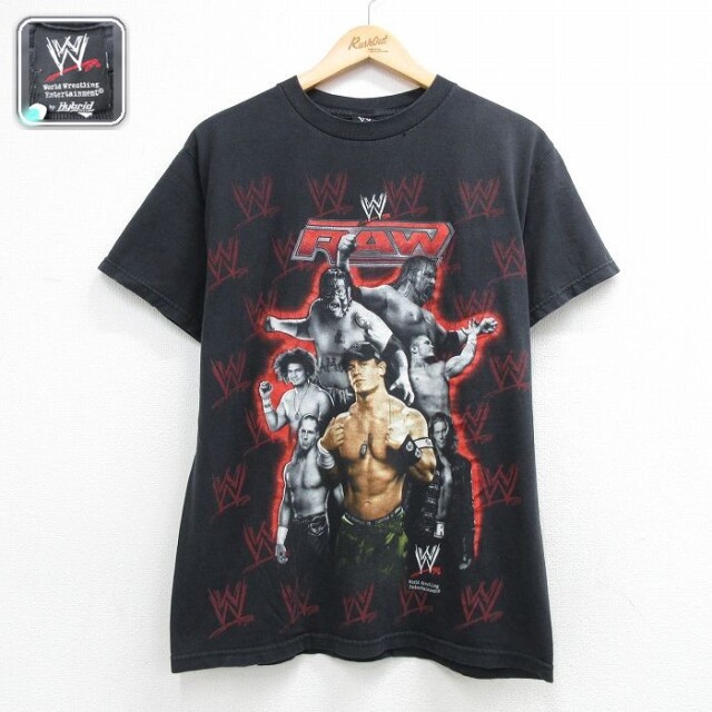【20%OFF】ワールドプロレスリング 半袖Tシャツ ジョンシナ ブラック メンズM相当 | 古着