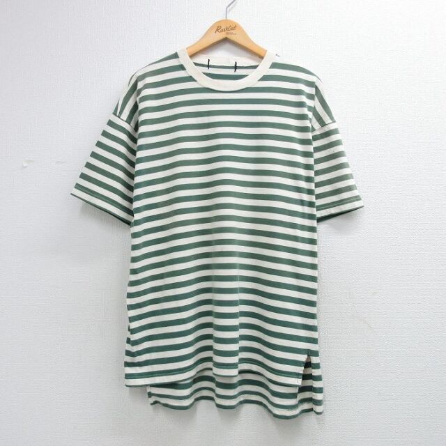 半袖Tシャツ ボーダー カーキ メンズXL相当 | 古着
