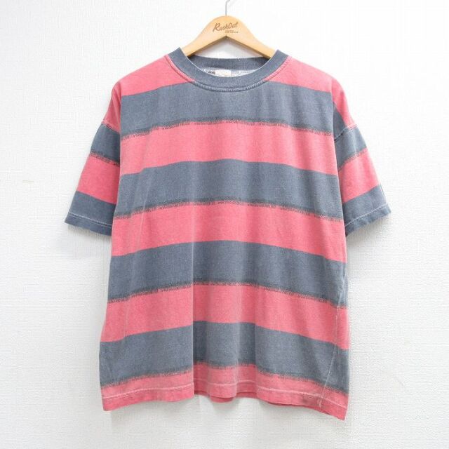 90s 半袖Tシャツ ボーダー グレー メンズXL相当 | 古着