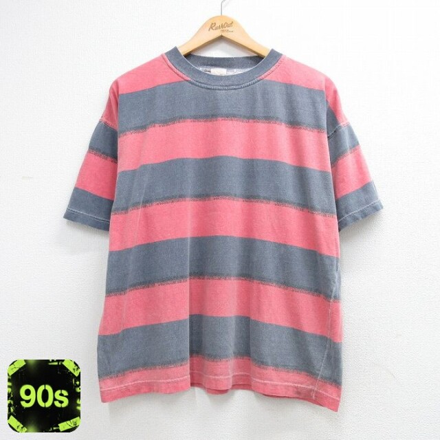 90s 半袖Tシャツ ボーダー グレー メンズXL相当 | 古着