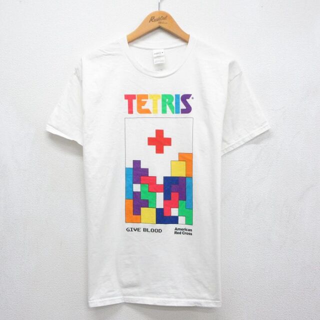 ヘインズ 半袖Tシャツ テトリス ホワイト メンズL相当 | 古着