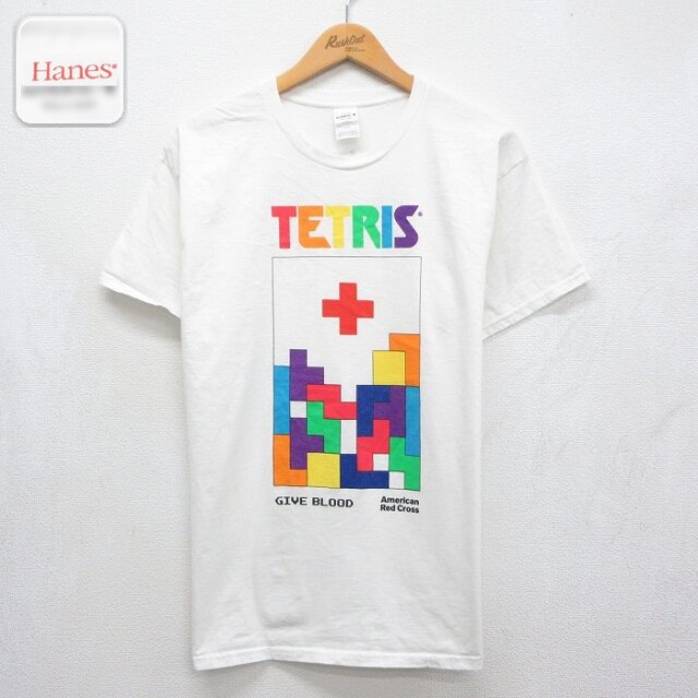 【20%OFF】ヘインズ 半袖Tシャツ テトリス ホワイト メンズL相当 | 古着
