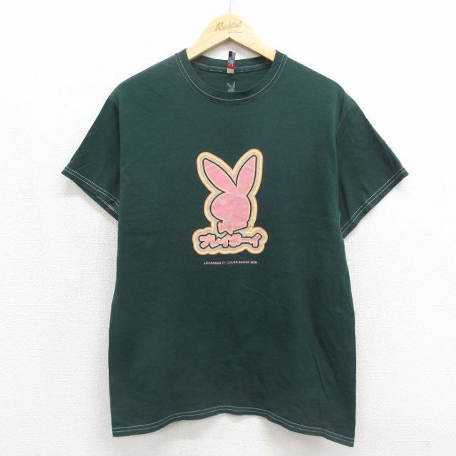 プレイボーイ 半袖Tシャツ ビッグロゴ グリーン メンズM相当 | 古着