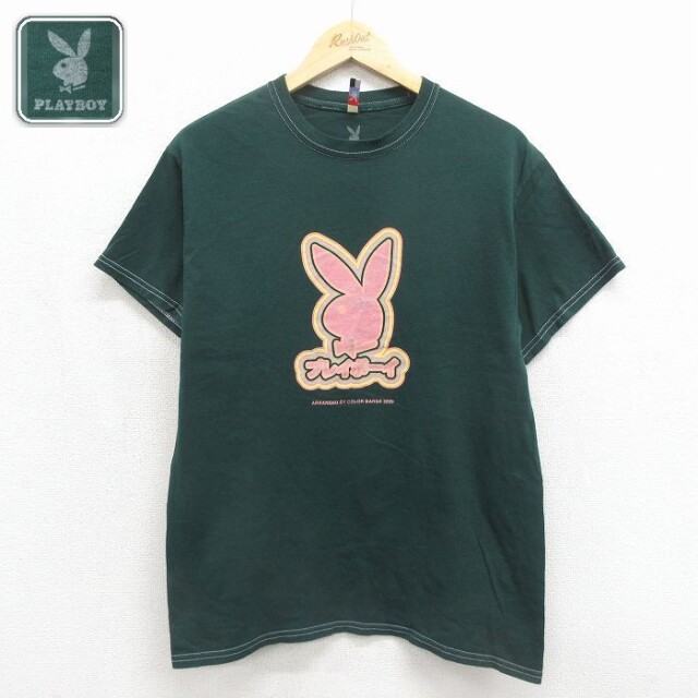 プレイボーイ 半袖Tシャツ ビッグロゴ グリーン メンズM相当 | 古着