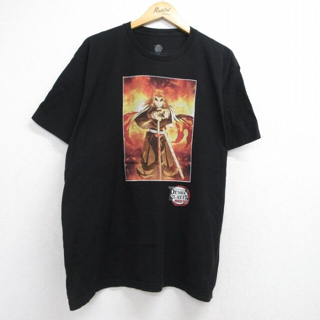 半袖Tシャツ 鬼滅の刃煉獄杏寿郎 ブラック メンズXL相当 | 古着