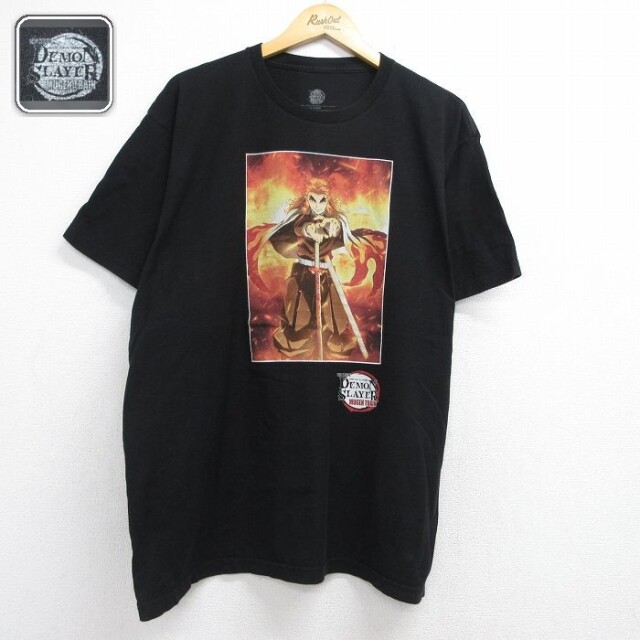 半袖Tシャツ 鬼滅の刃煉獄杏寿郎 ブラック メンズXL相当 | 古着