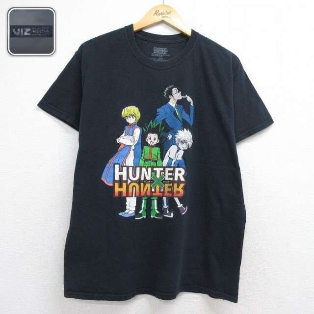ハンターハンター 半袖Tシャツ アニメプリント ブラック メンズL相当 | 古着