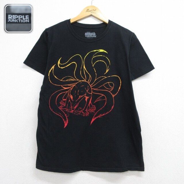 リップルジャンクション 半袖Tシャツ ナルト疾風伝九尾 ブラック メンズL相当 | 古着