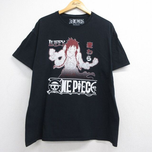 ワンピース 半袖Tシャツ モンキーDルフィ ブラック メンズXL相当 | 古着