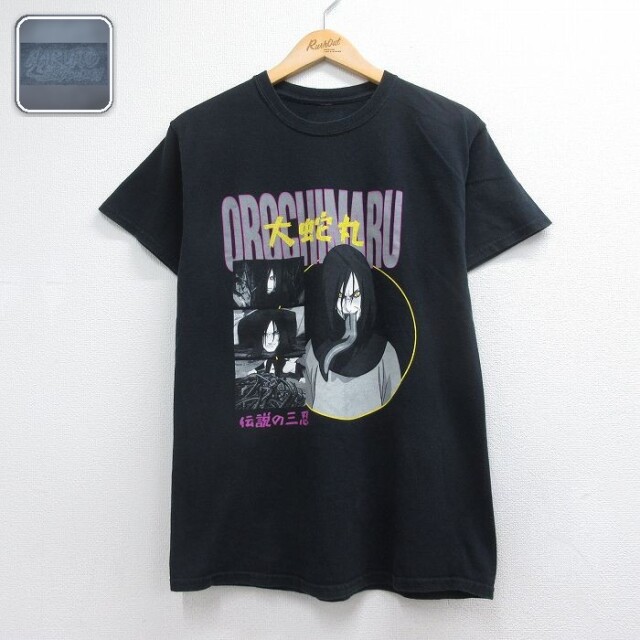 ナルト疾風伝 半袖Tシャツ 大蛇丸 ブラック メンズM相当 | 古着