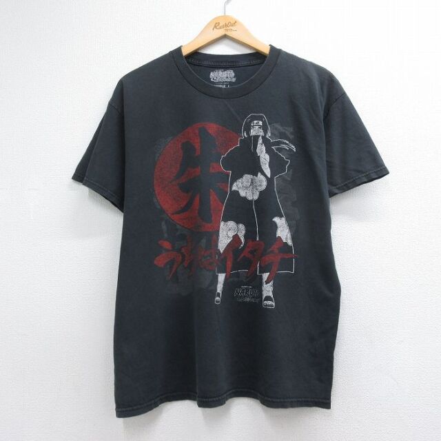 古着通販 L☆古着 半袖 Tシャツ メンズ アニメ ナルト疾風伝 うちは