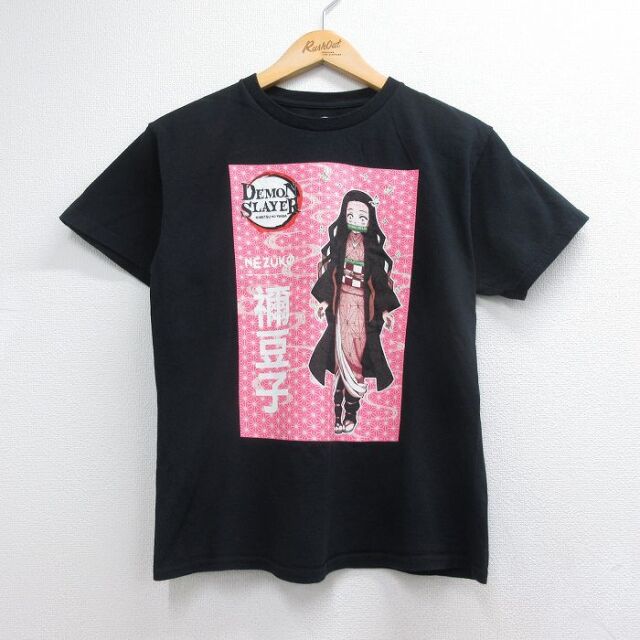 半袖Tシャツ 鬼滅の刃禰豆子 ブラック メンズM相当 | 古着