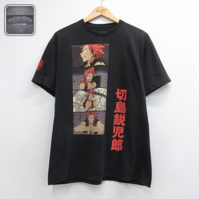 半袖Tシャツ 僕のヒーローアカデミア切島鋭児郎 ブラック メンズXL相当 | 古着
