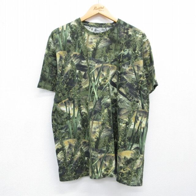 フィッシュフラージュ 半袖Tシャツ カーキ メンズXL相当 | 古着