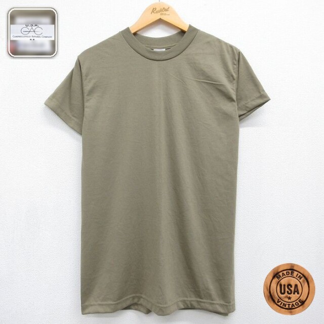 半袖 Tシャツ ミリタリー 無地 クルーネック USA製 カーキ メンズM相当 | 古着