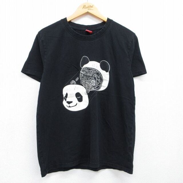 半袖Tシャツ パンダ ブラック メンズL相当 | 古着