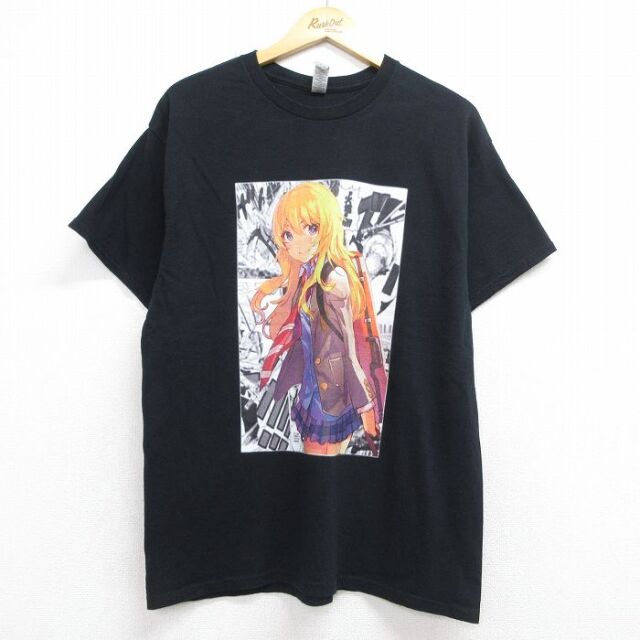 半袖Tシャツ 四月は君の嘘 ブラック メンズL相当 | 古着