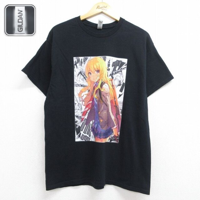 半袖Tシャツ 四月は君の嘘 ブラック メンズL相当 | 古着