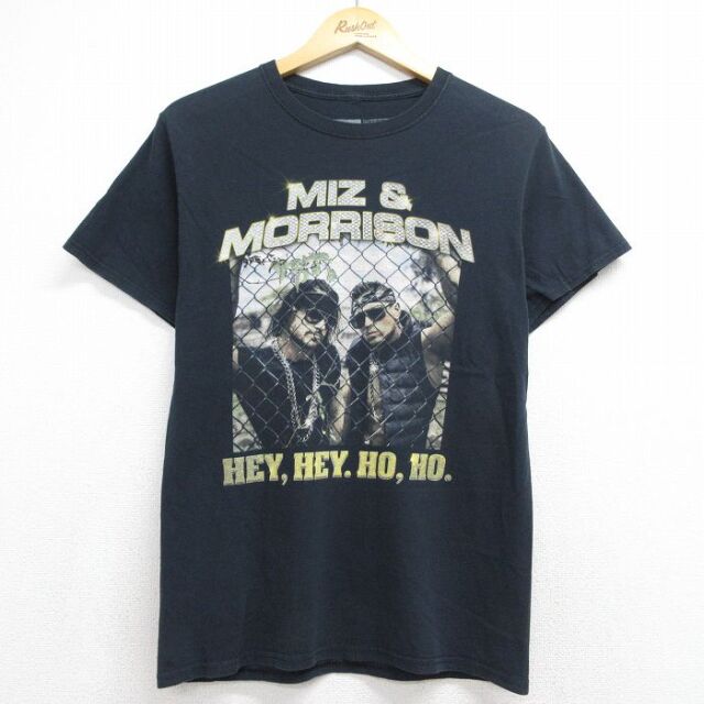 ワールドプロレスリング 半袖Tシャツ ミズ ジョンモリソンプリント ブラック メンズS相当 | 古着