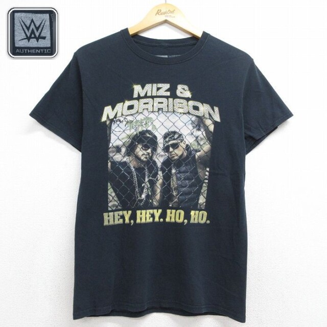 ワールドプロレスリング 半袖Tシャツ ミズ ジョンモリソンプリント ブラック メンズS相当 | 古着